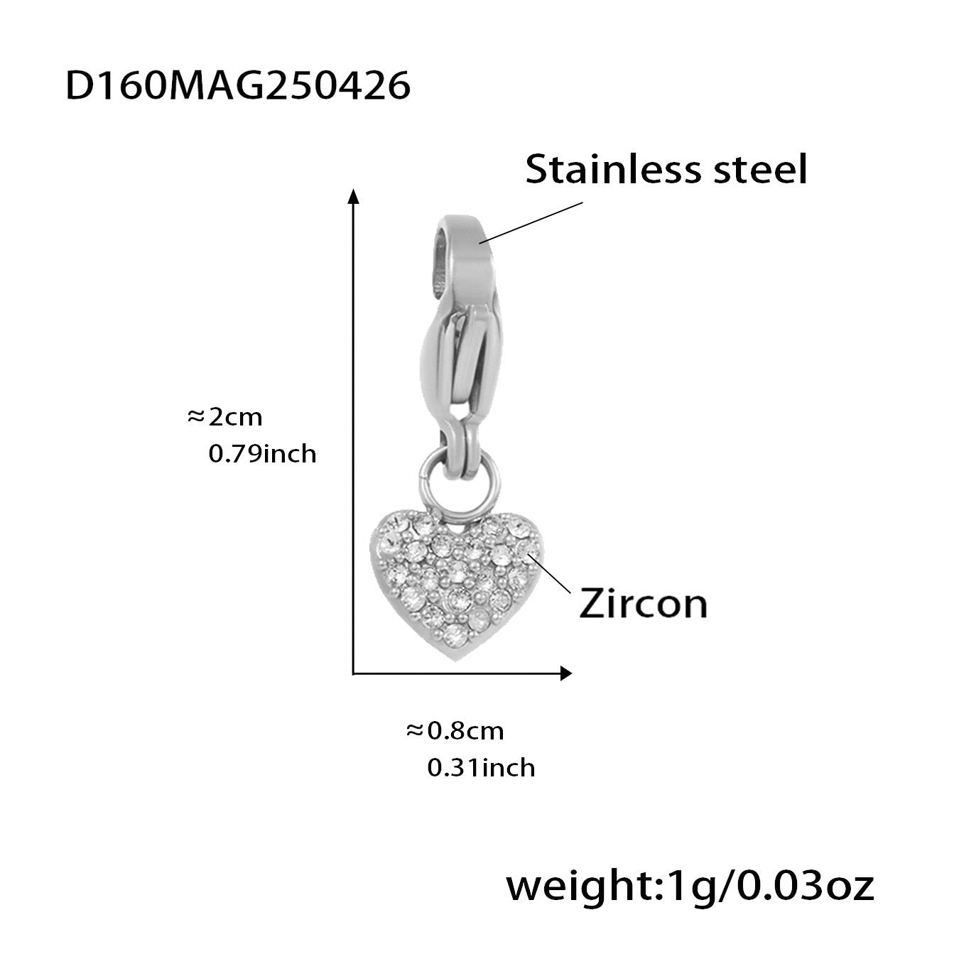Wholesale 18K real gold stainless steel round bead heart shining zircon bracelet